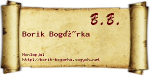 Borik Bogárka névjegykártya